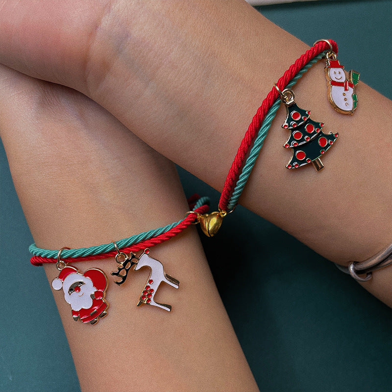 Christmas Double Love Heart Magnetic Elastic Bracelets