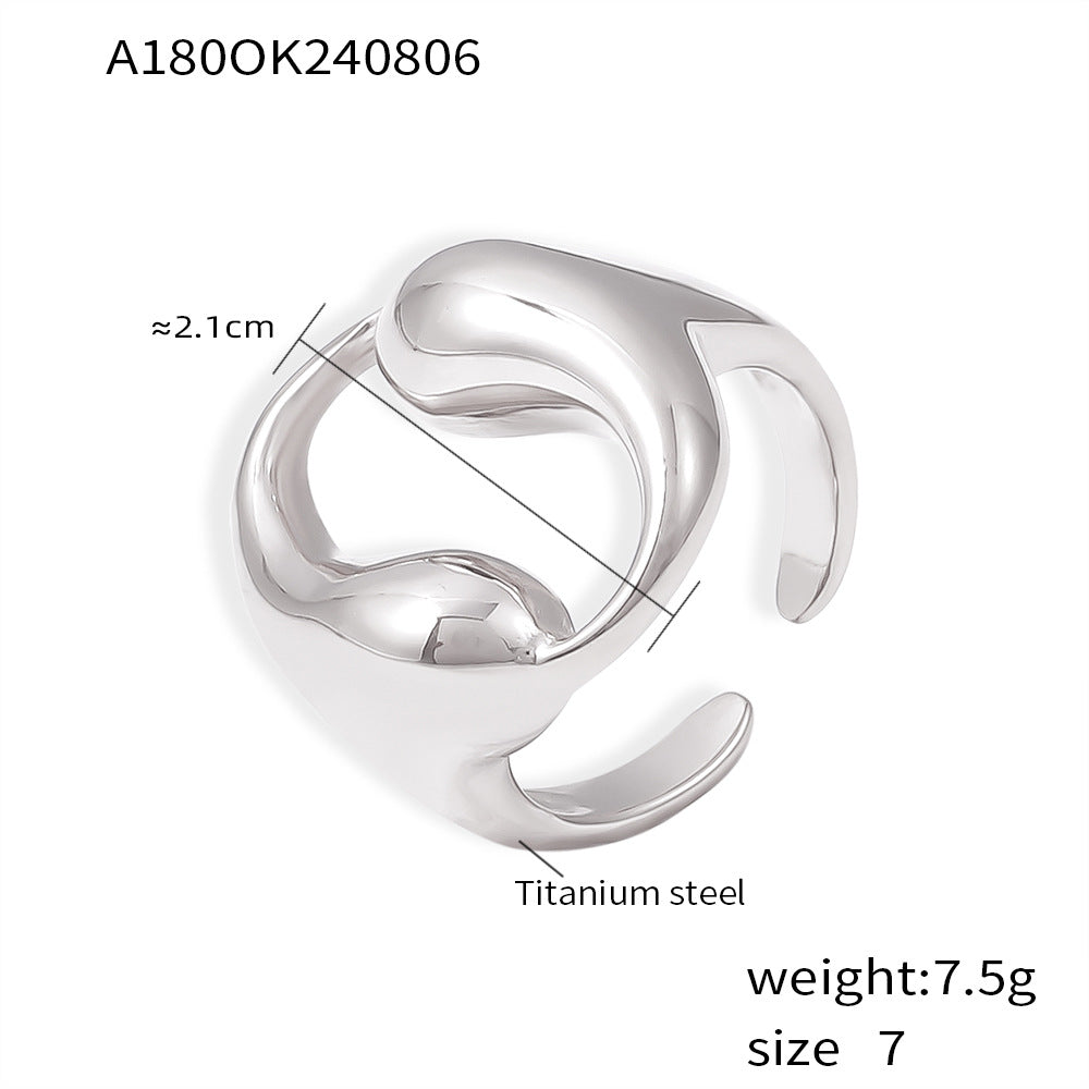 Water Drop Hollow Round Titanium Steel Rings