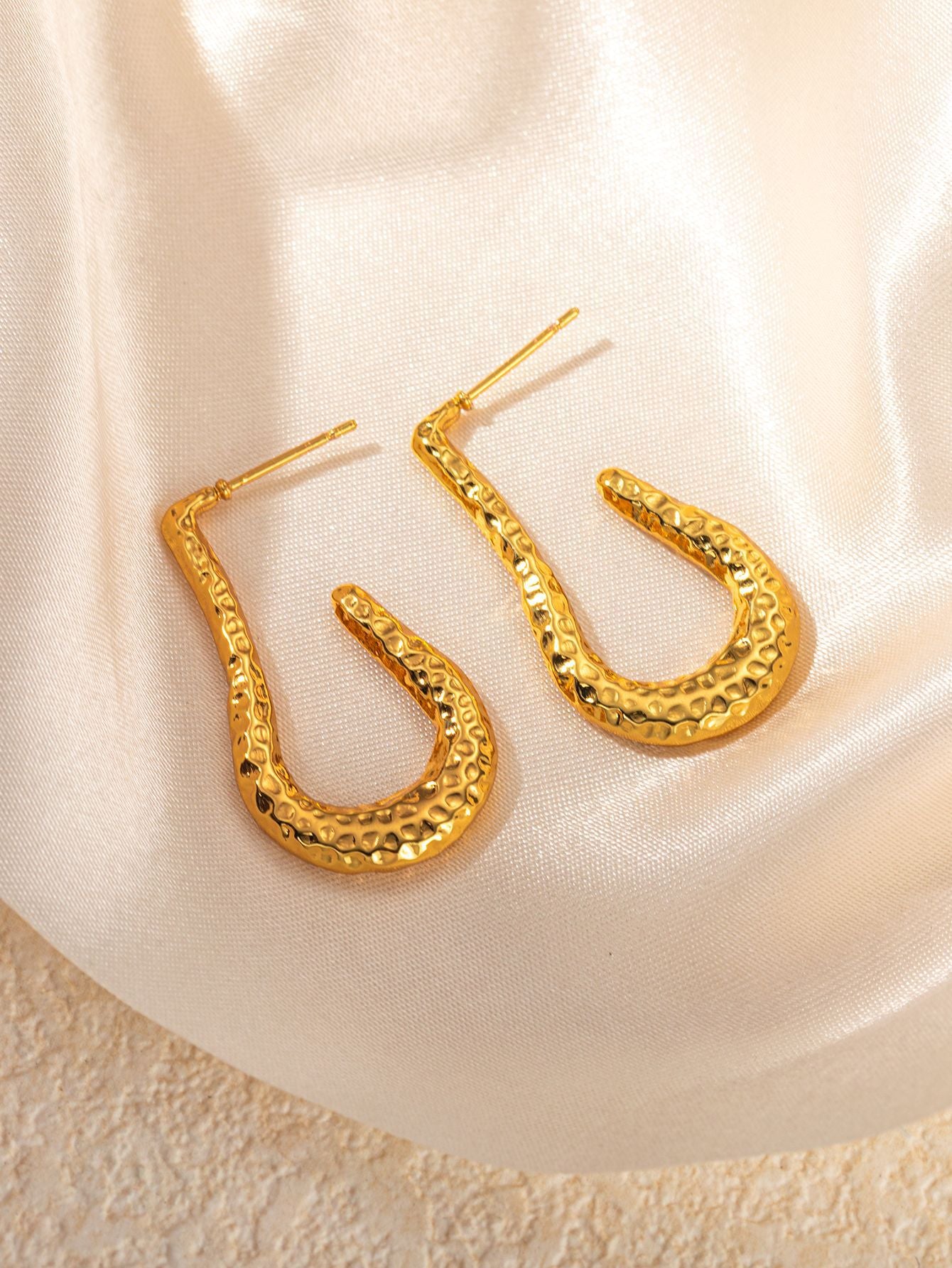 Stainless Steel Ginkgo Leaf Petals Golden Earrings