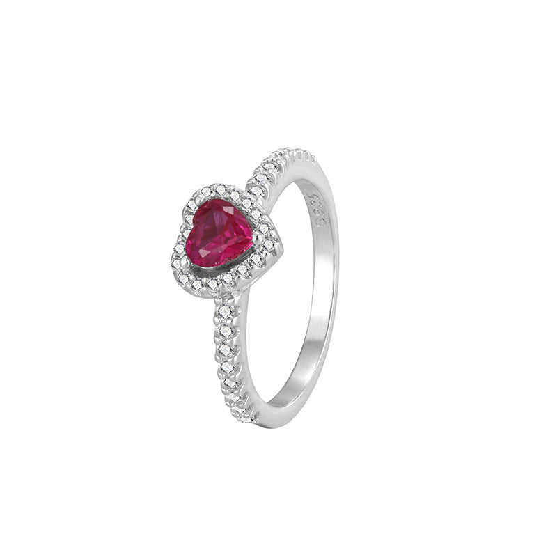 Three-dimensional Heart Shape With Diamond Female Exquisite High Sense Rings