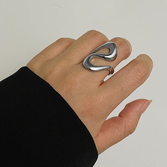 Fashion Geometry Pattern Liquid Metal Glossy Rings