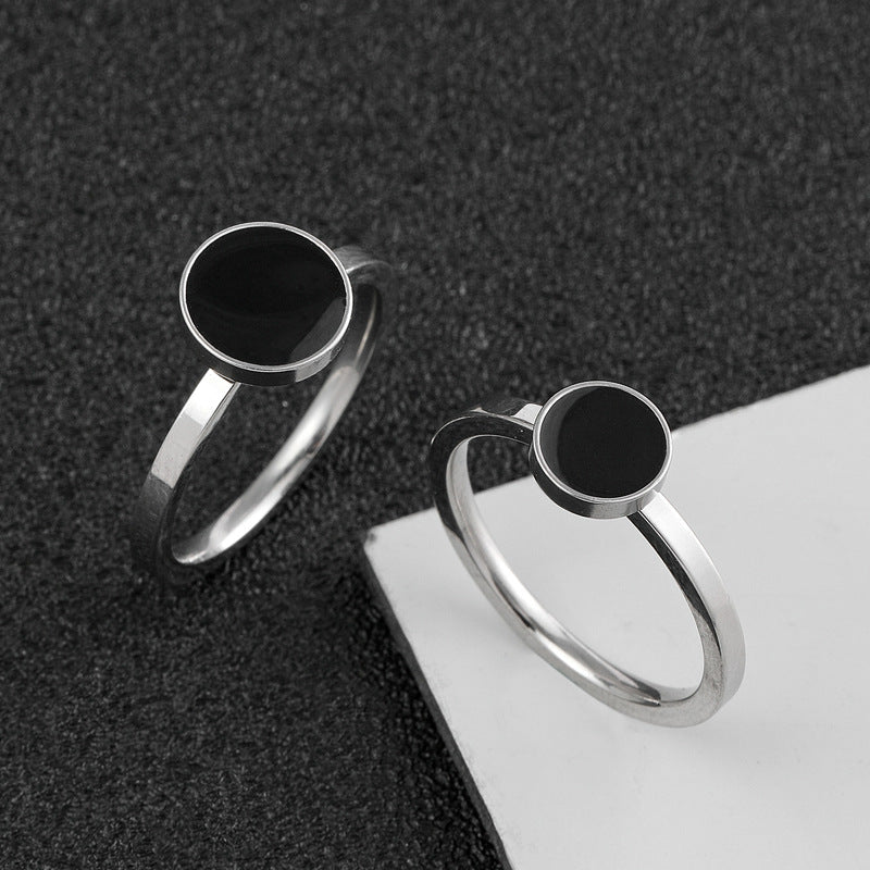 Women's Style Stainless Steel Ornament Welding Round Size Rings