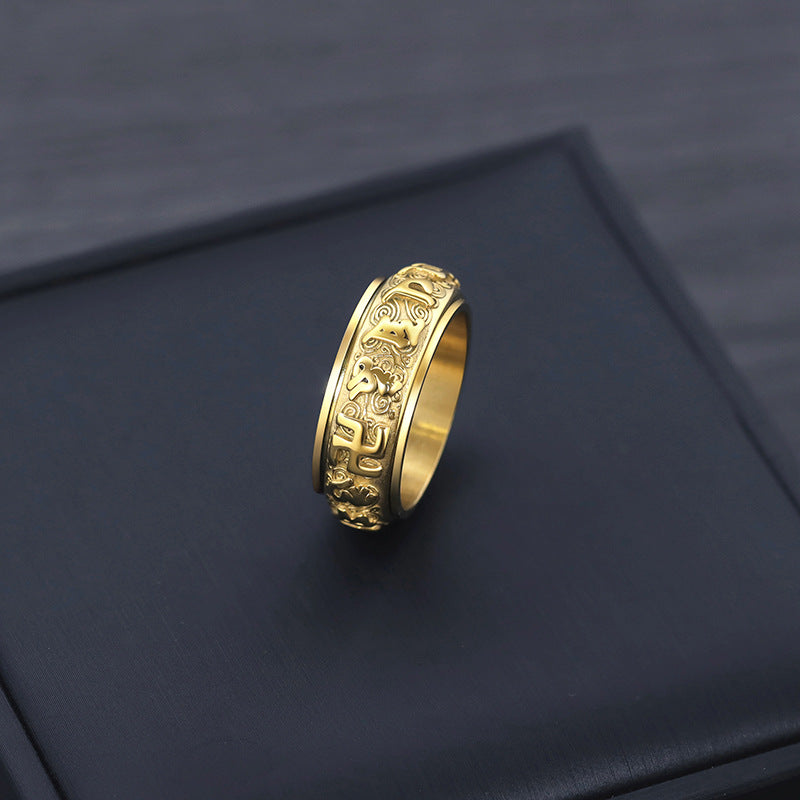 Men's Words Mantra Rotating Titanium Steel Personalized Rings