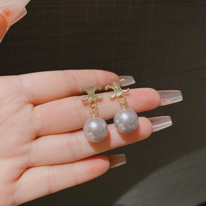 Women's French Style High-grade Pearl Niche Design Earrings