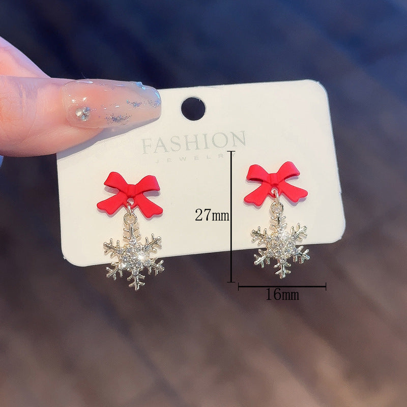 Women's Black Snowflake Bowknot For Light Luxury Earrings