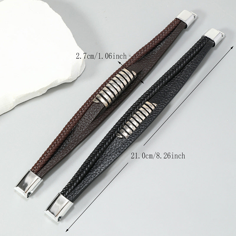 Men's Trendy Jewelry Simple Woven Leather Creative Bracelets