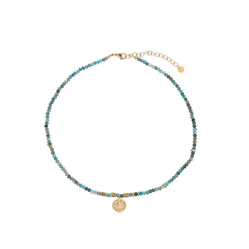Blue Apatite Beaded Devil Angel Eyes Necklaces
