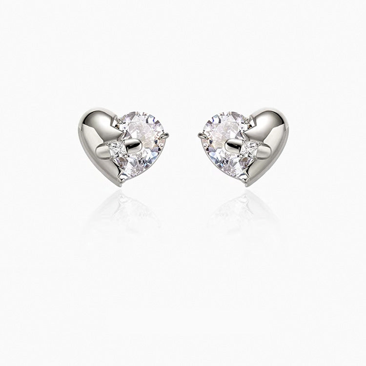 Women's Design Irregular Metal Heart-shaped Zircon For Earrings