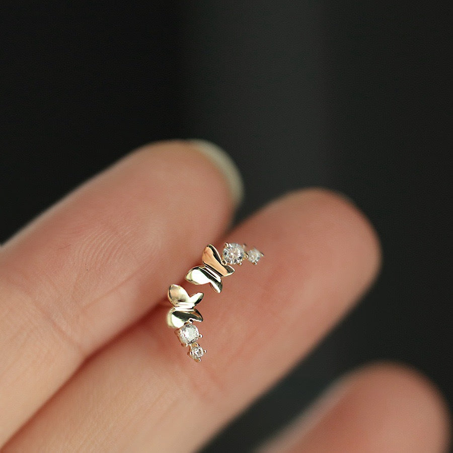 Women's Mini Butterfly Diamond For Simple Light Earrings