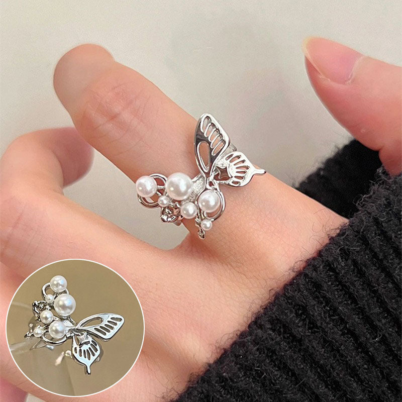 Butterfly Female Twin Elegant Personality Sier Rings