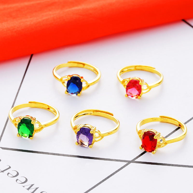 Women's Imitation Diamond Colored Gemstone No Color Rings