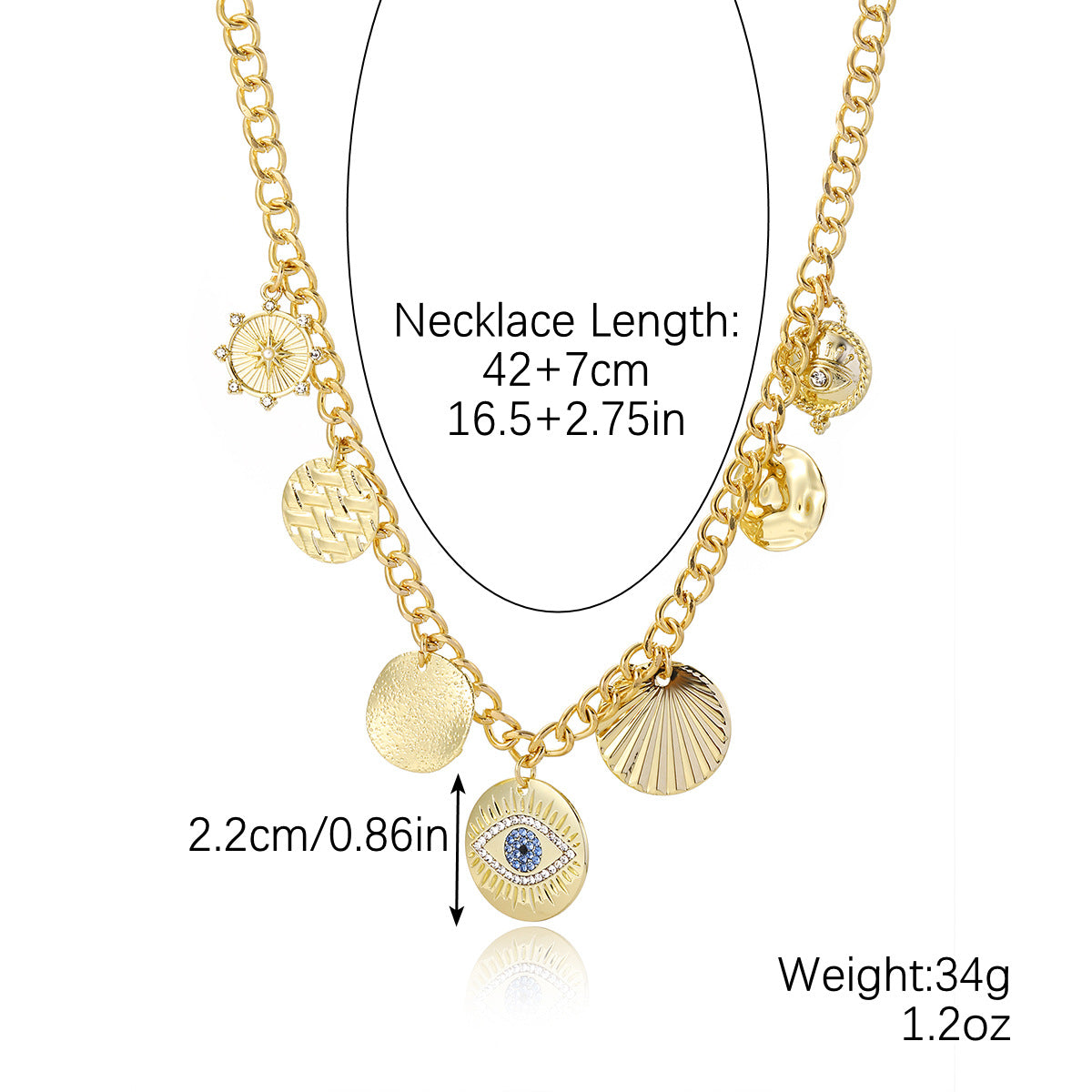 Female Bohemian Metal Ancient Coin Devil's Necklaces
