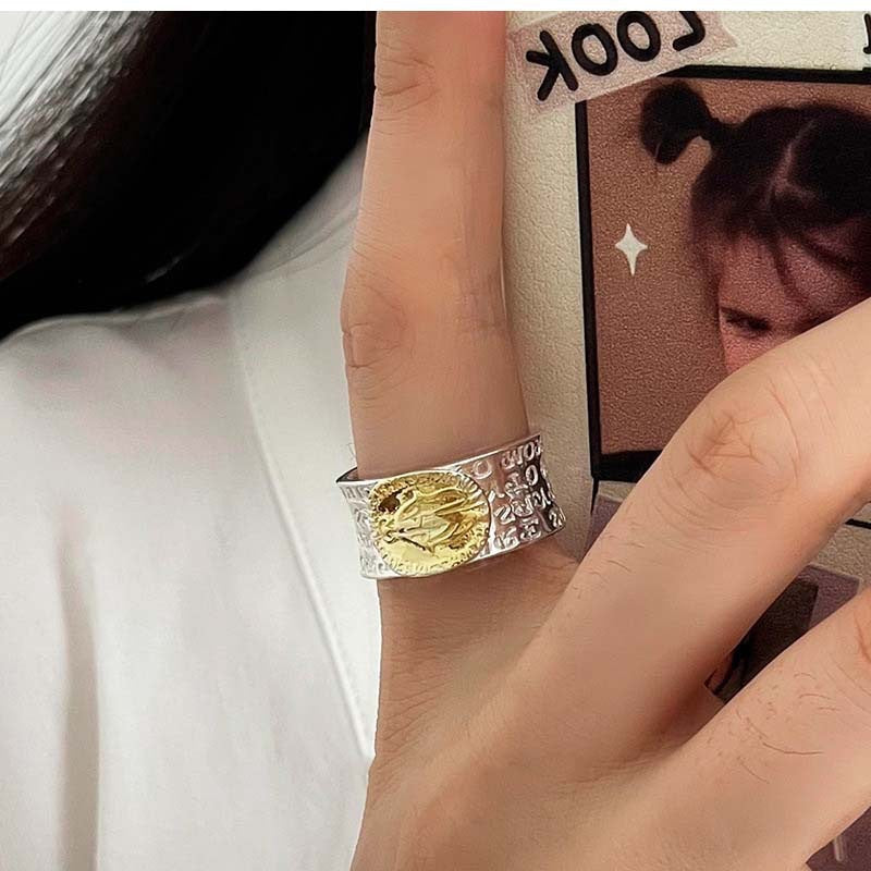 Korean Style Argent Pur Love Coin Rings
