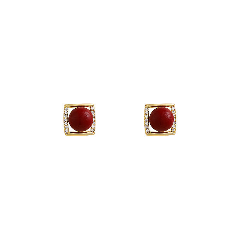 Women's Red Bean Coral Unique High-grade Light Luxury Earrings