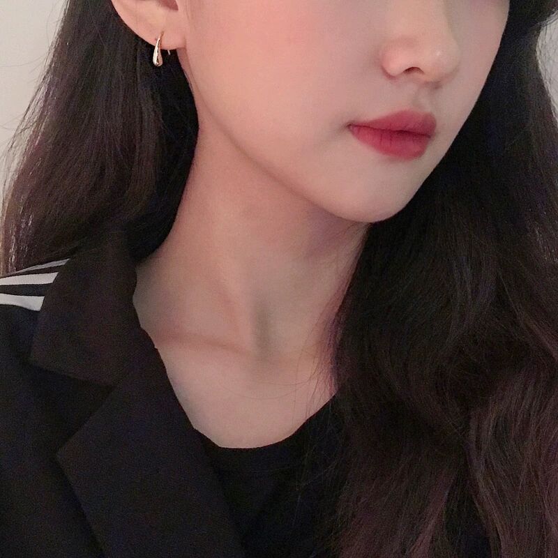 Korean Style Stainless Steel Drop-shaped Cold Niche Design Earrings