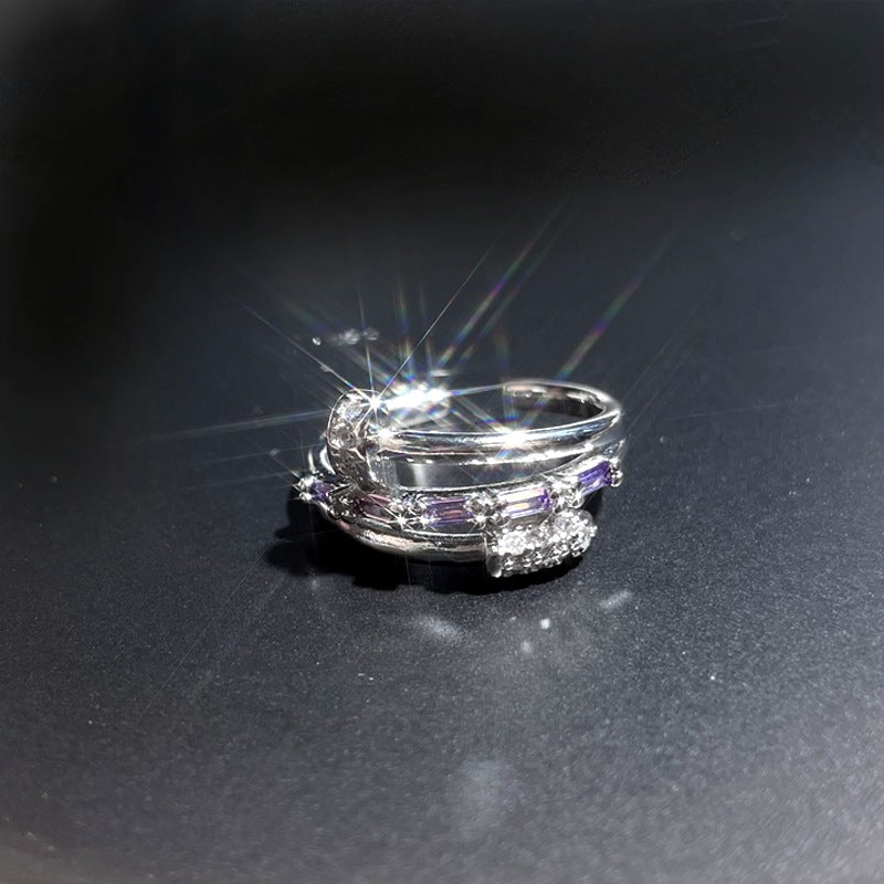 Star Purple Diamond Zircon Series Open Female Affordable Rings
