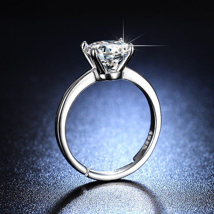 Women's Single Diamond Extended Arm Simulation Moissanite Rings