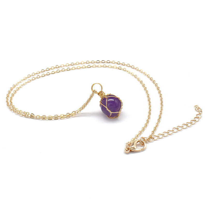 Crystal Colored Stone Mesh Bag Handmade Necklaces