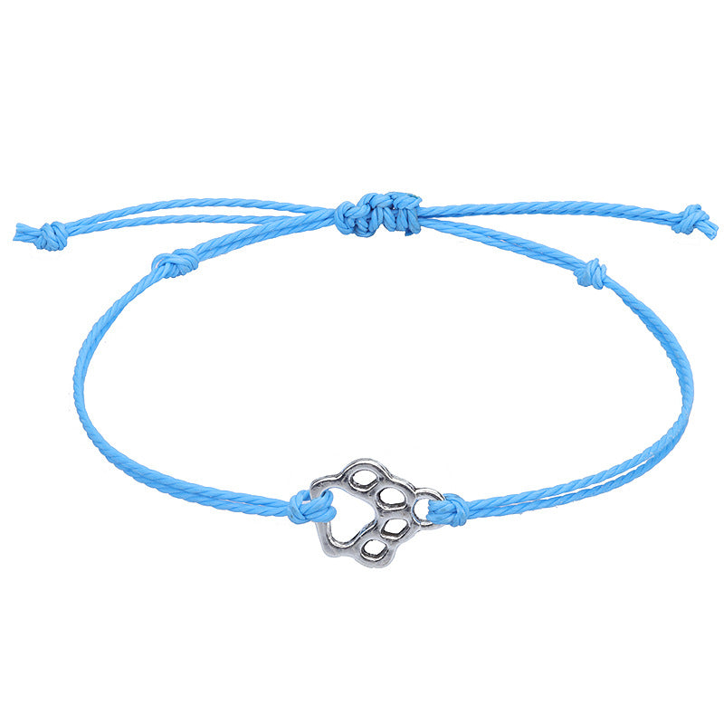 Women's Cat Dog Paw Prints Wax Line Bracelets