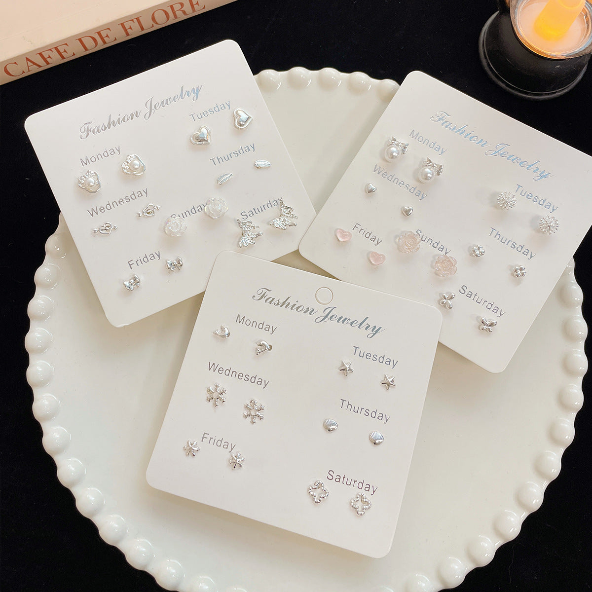 Bowknot Week Female Sier Needle Niche Earrings