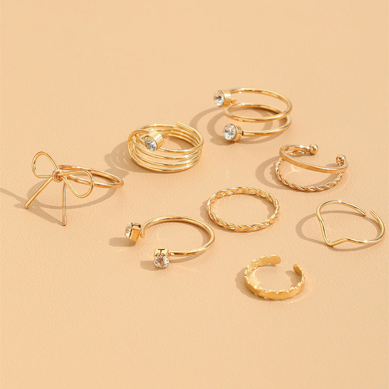 Hair Cold Wind Bow Twist V-shaped Open Rings