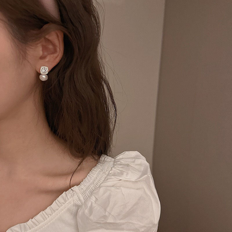 Rhinestone Pearl Female Light Luxury Minority Earrings
