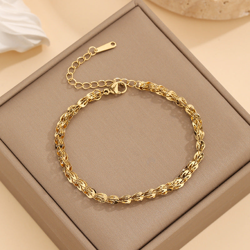 Women's Gold Titanium Steel Full Phoenix Tail Simple Bracelets