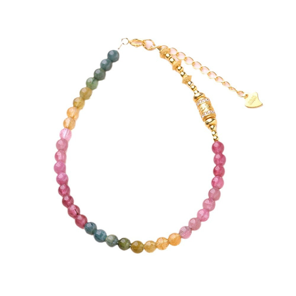 Tourmaline Female Six Words Mantra Right Rain Bracelets