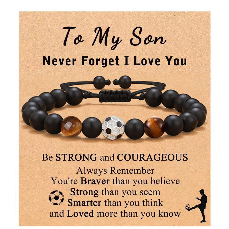 Men's Black Silk Frosted Woven Football Fashion Tigereye Bracelets