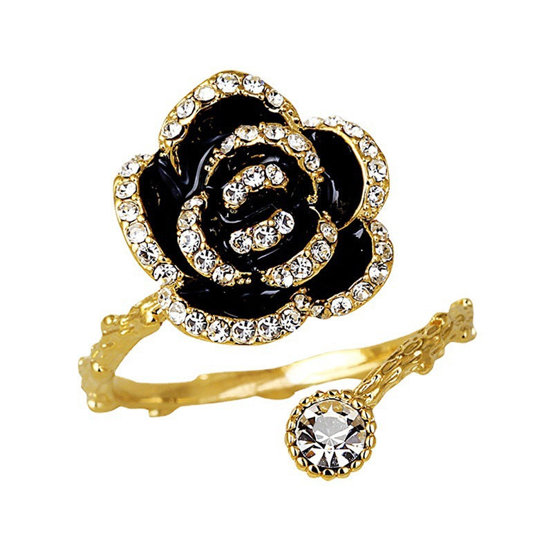 Light Luxury Camellia Open Female Niche Design Advanced Index Rings
