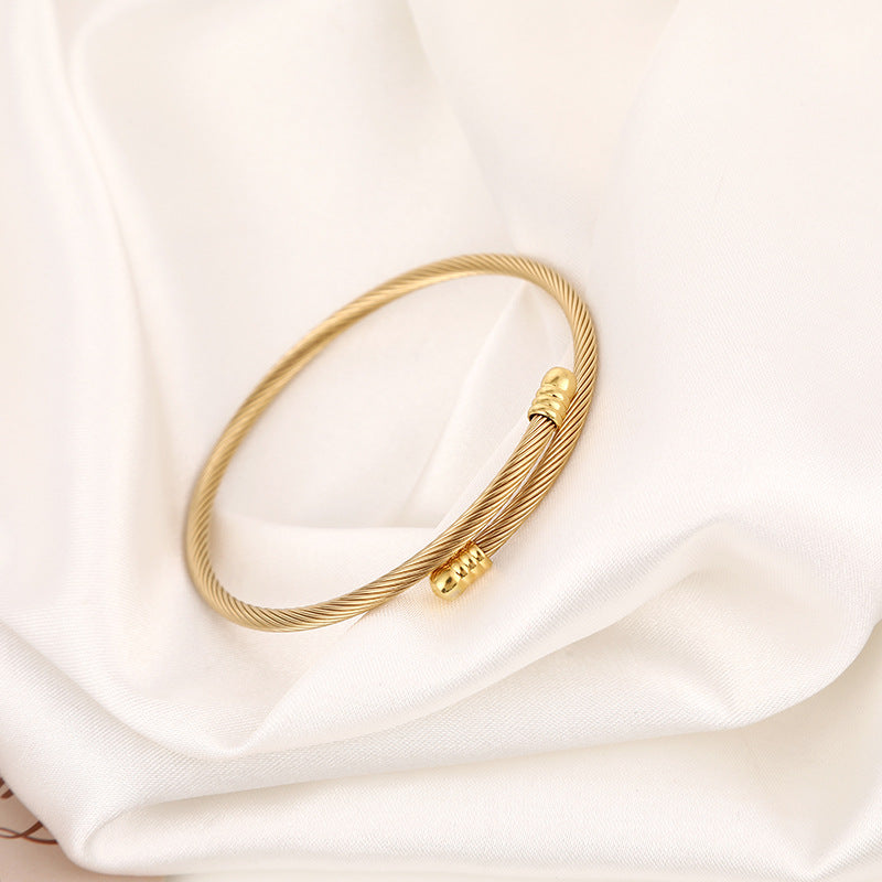 Women's & Men's Metal Twist Bangle Adjustable Universal Accessories Bracelets