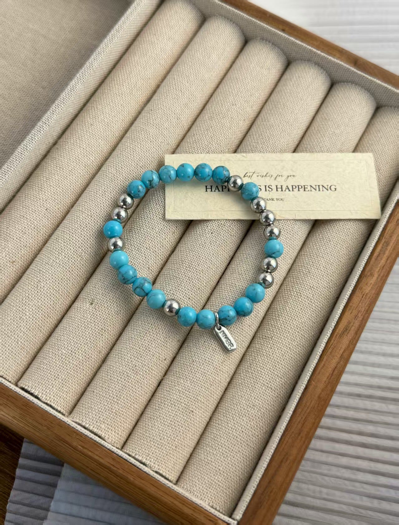 Women's & Men's Korean Style Black Agate White Crystal Bracelet