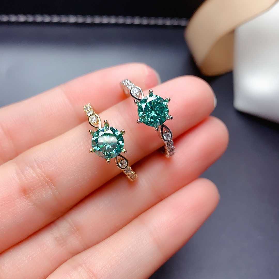 Imitation Maldives Blue Green Moissanite Eight Hearts Arrows High Rings