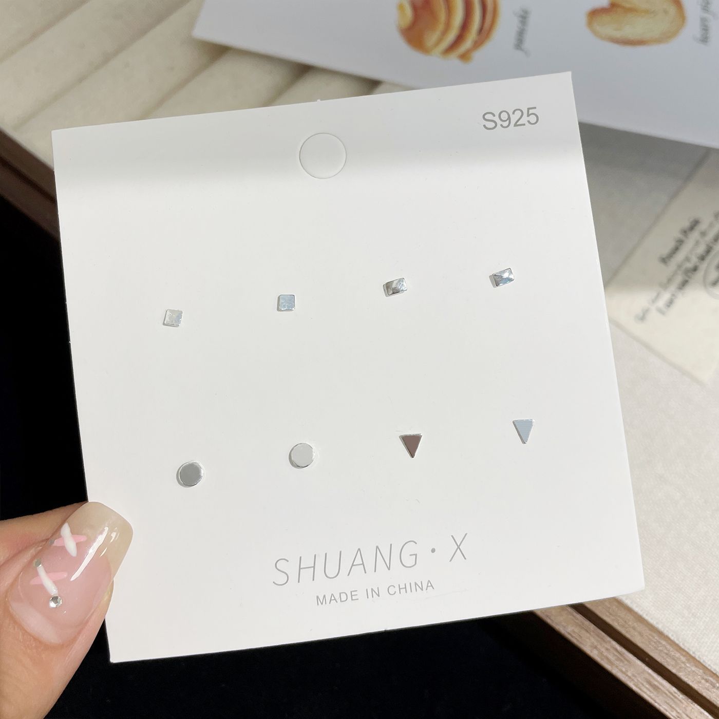 Geometric Small Suit Female Sier Needle Earrings