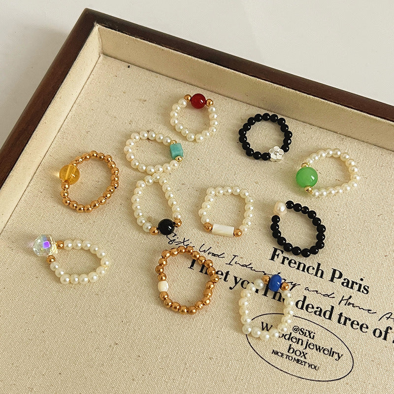Beads Niche Design Advanced Finger Light Luxury Rings