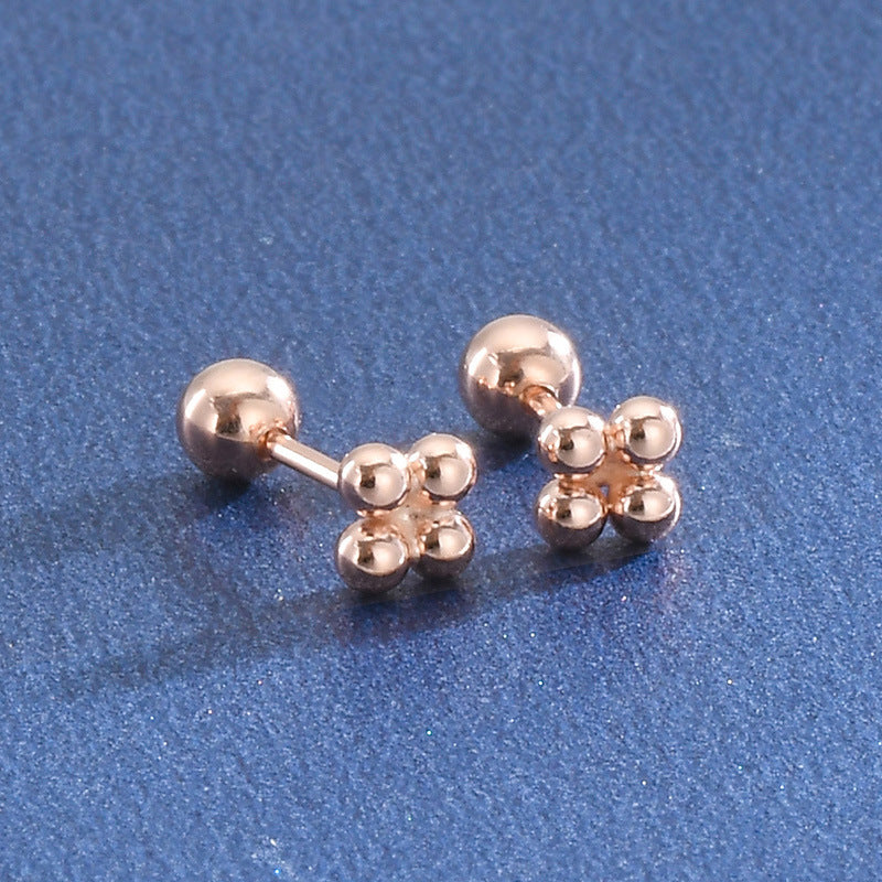 Sier Ball Ear Bone Geometric Simple Earrings