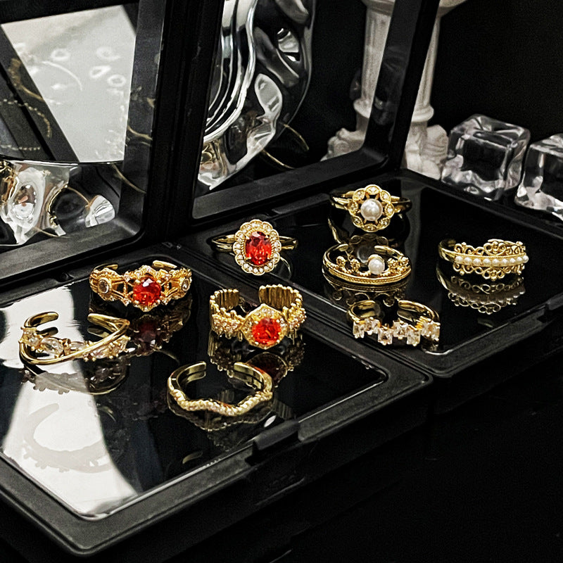 Court Style Lace Elegant Open Female Rings