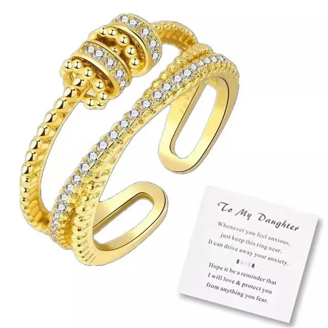 Comes Female Personality Double Layer Zircon Rings