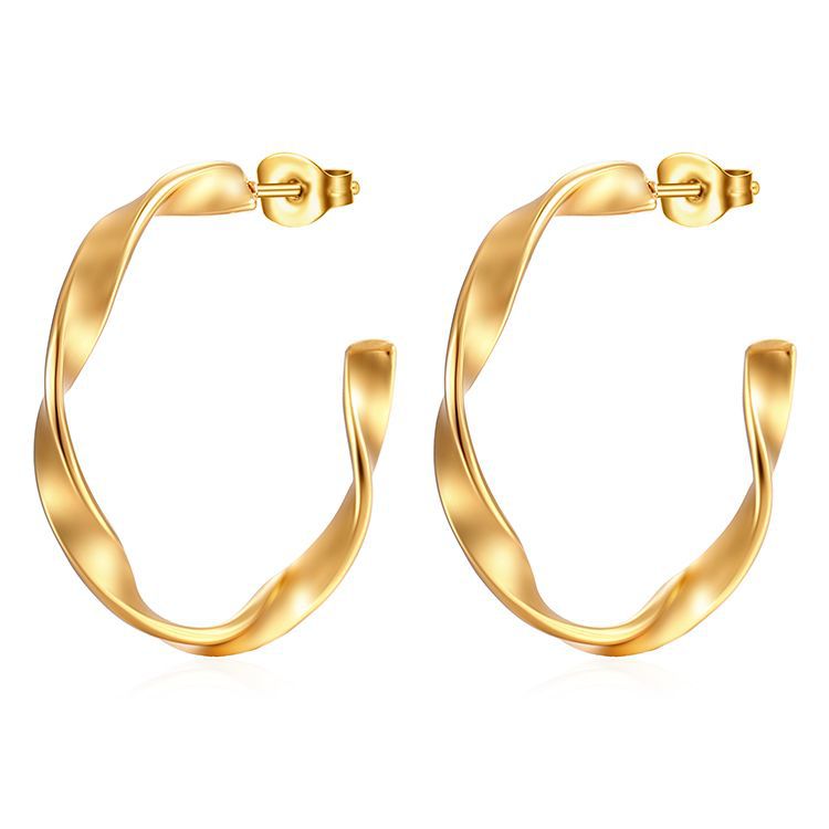 Women's Twisted Line Shaped Stainless Steel Trend Earrings