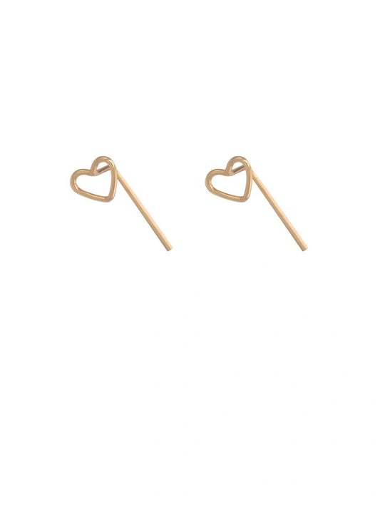 Female With Hearts Ear Bar Simple Stick Earrings