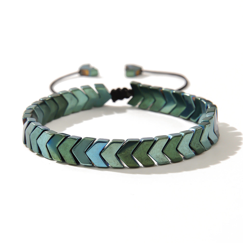 Personality Fashion Electroplated Haematite Beaded Adjustable Bracelets