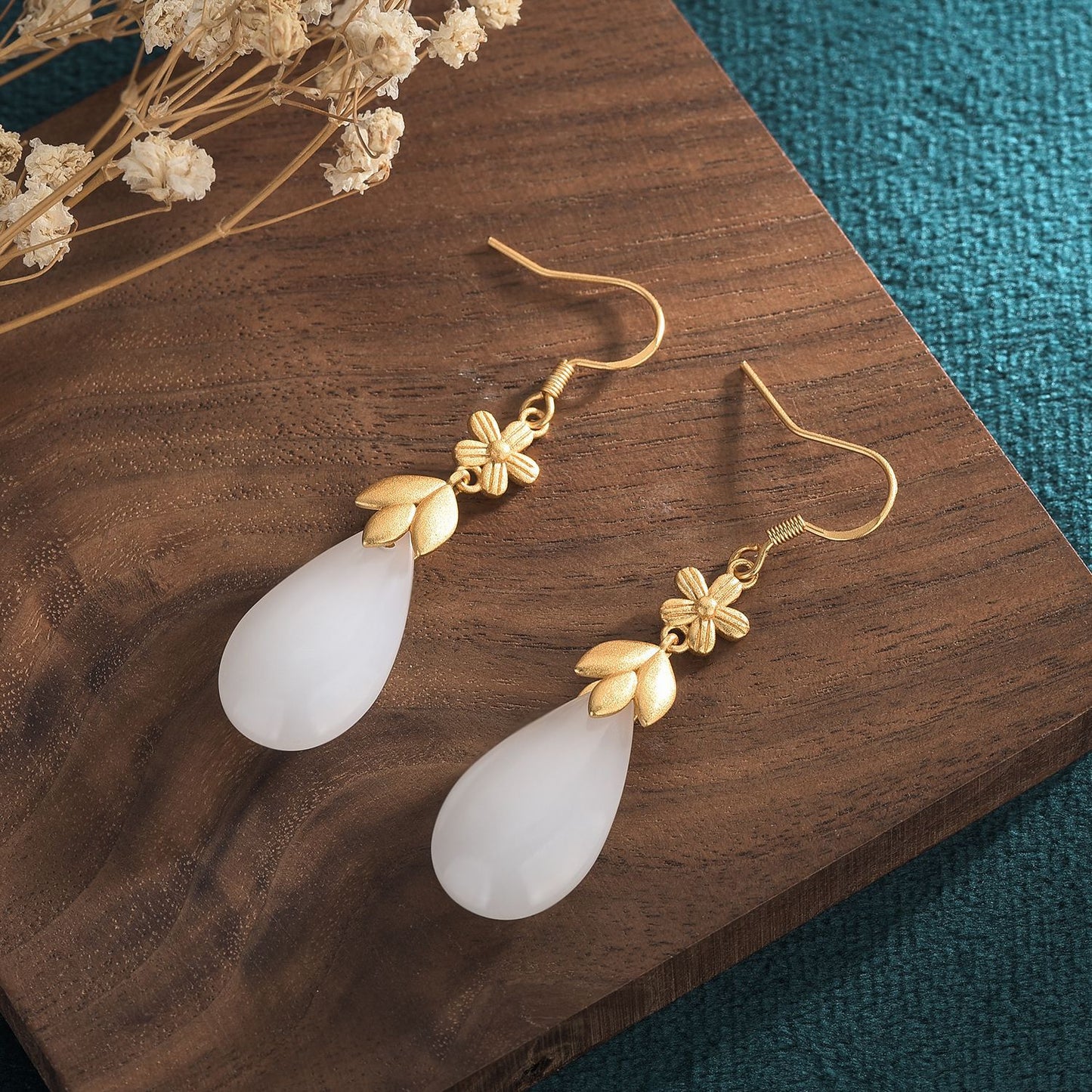 Women's Vintage Jade Classical Long Tassel National Trendy Earrings