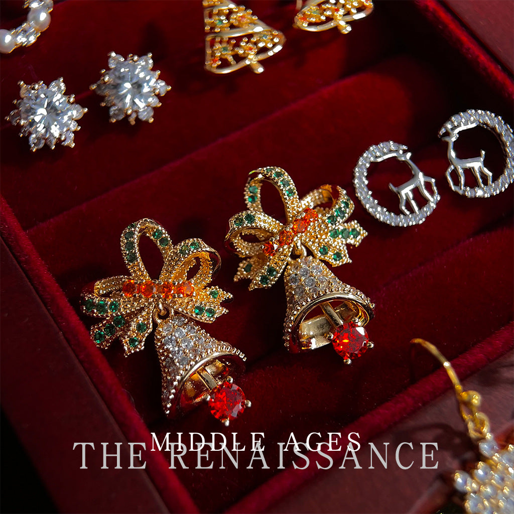 Limited Chinese Style Series Zircon Bell Bow Earrings