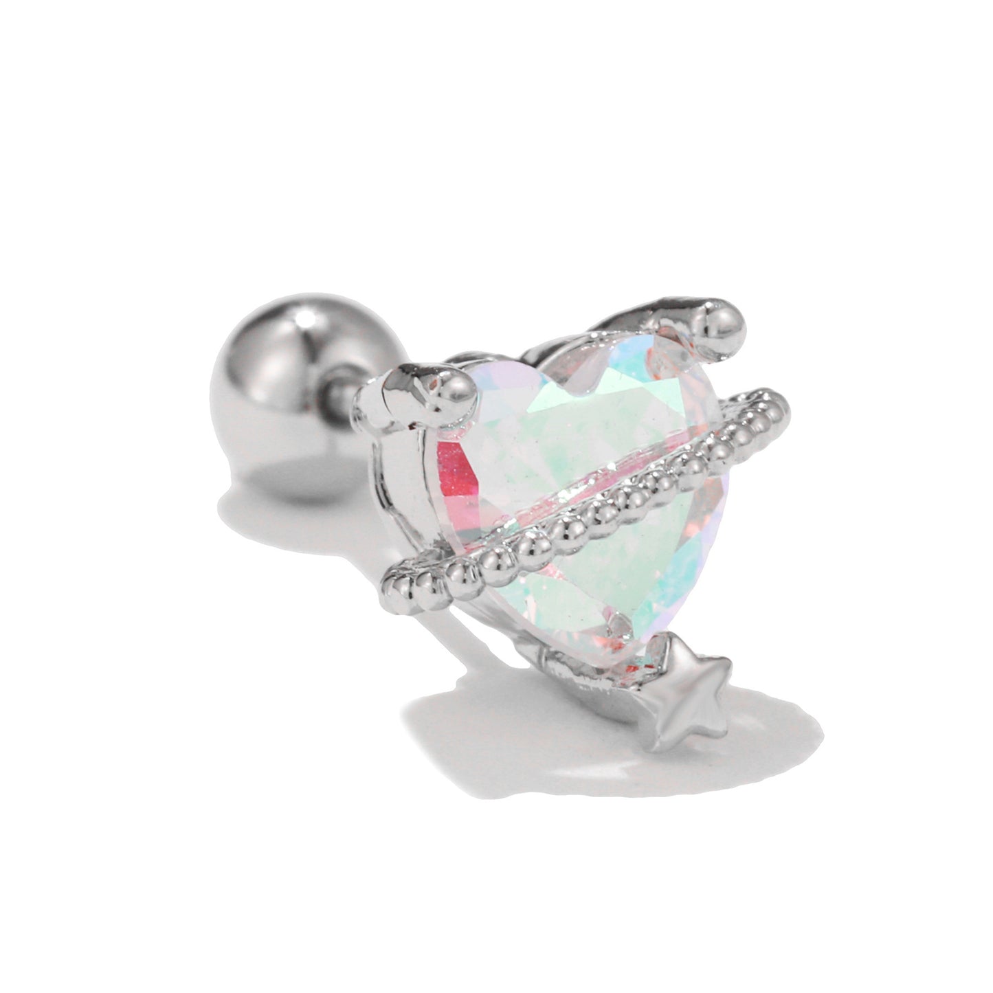 Women's Loving Heart Zircon Flower For Niche Design Ear Bone Earrings