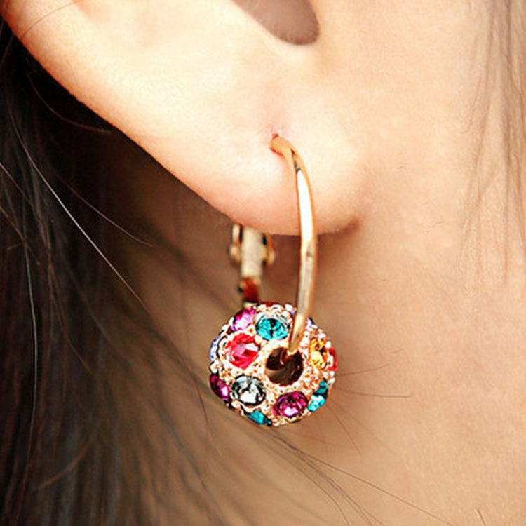 Korean Style Creative Crystal Diamond Ball Colorful Crystals Earrings