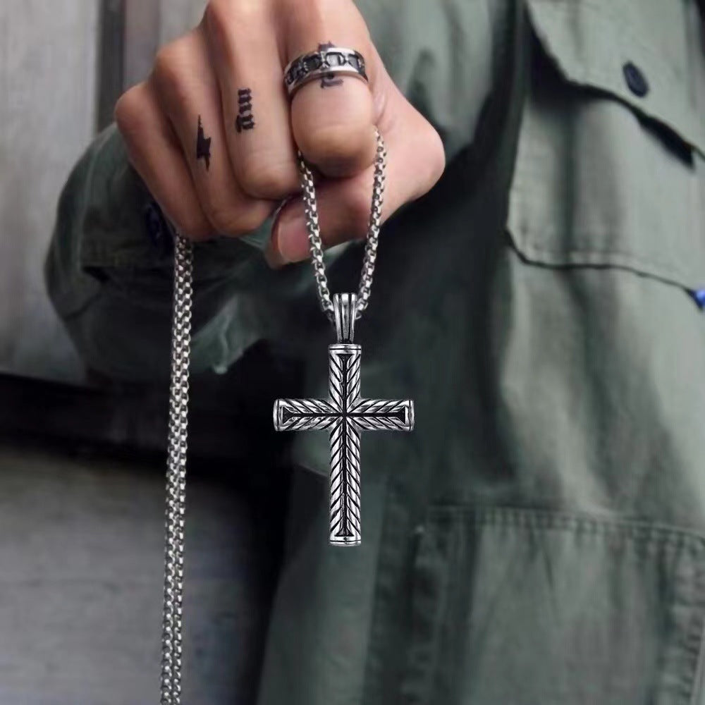 Men's Cross Sweater Chain Accessories Titanium Steel Necklaces