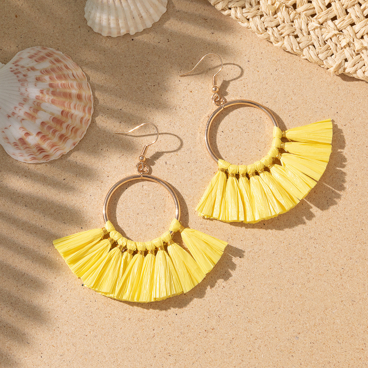 Women's Style Woven Raffia Design Sense Niche Earrings