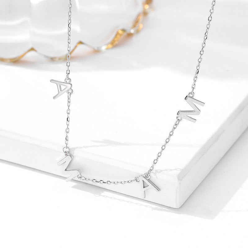 Women's Sterling Sier Mother Glossy English Letter Necklaces
