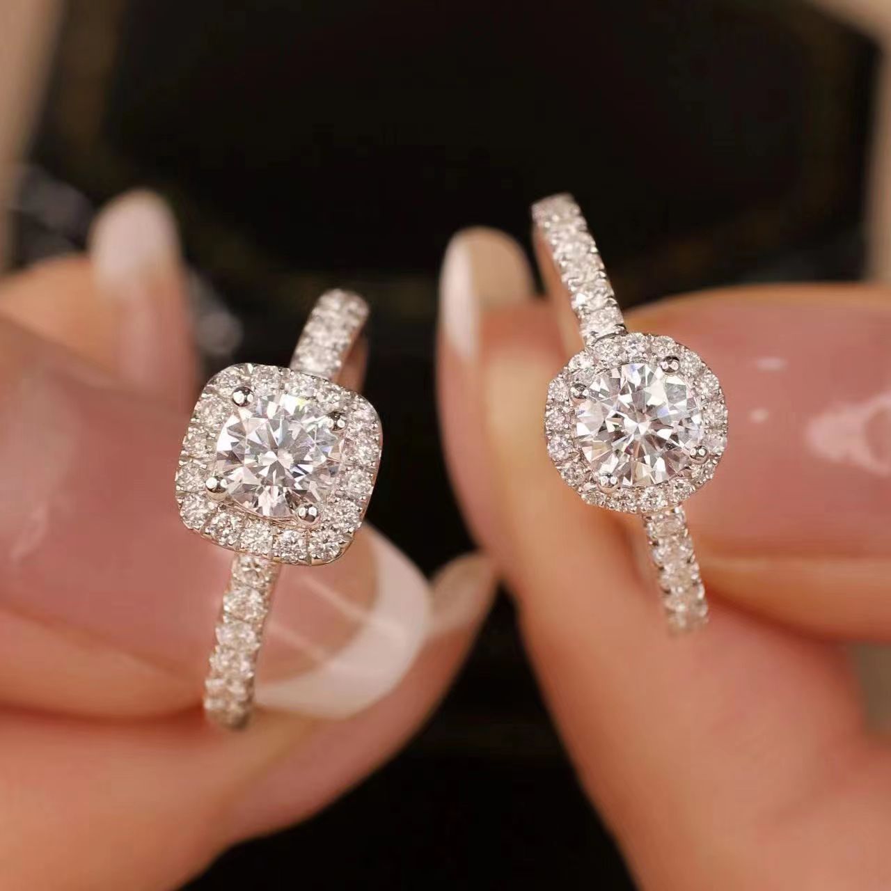 Bag Square Karat Female Simple Graceful Love Proposal Rings