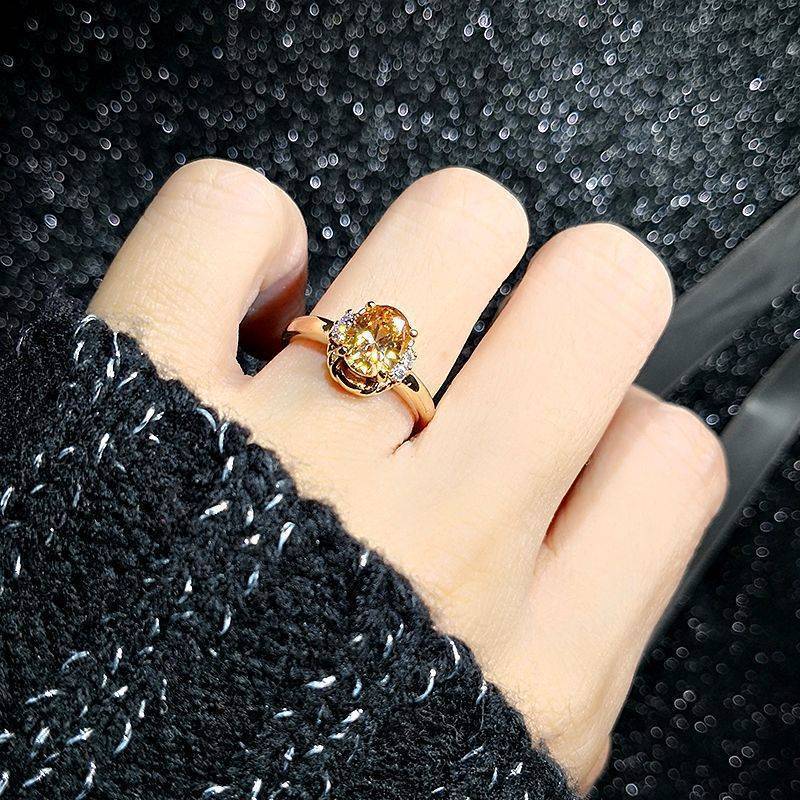 Women's Amethyst Personality Simple Retro Imitation Tourmaline Rings